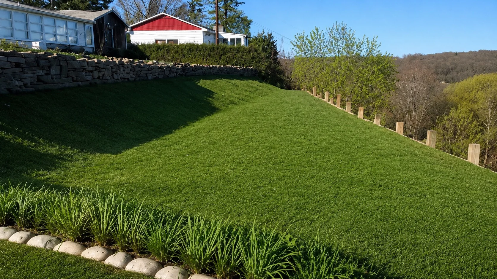 Finished hillside landscape transformation