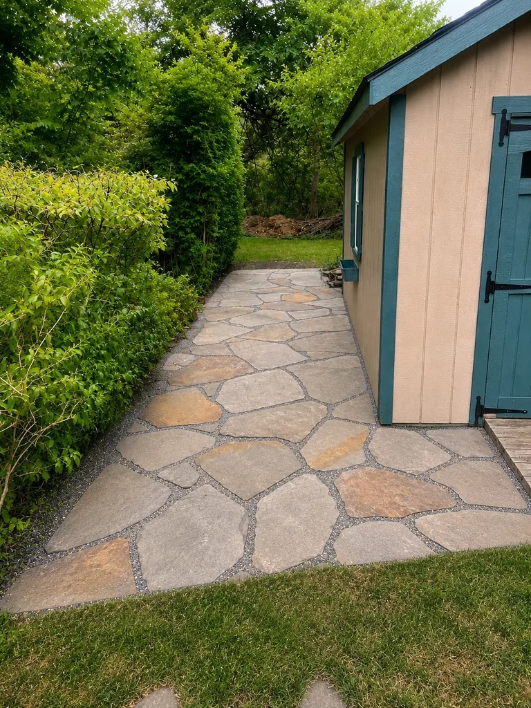Stone walkway after professional restoration