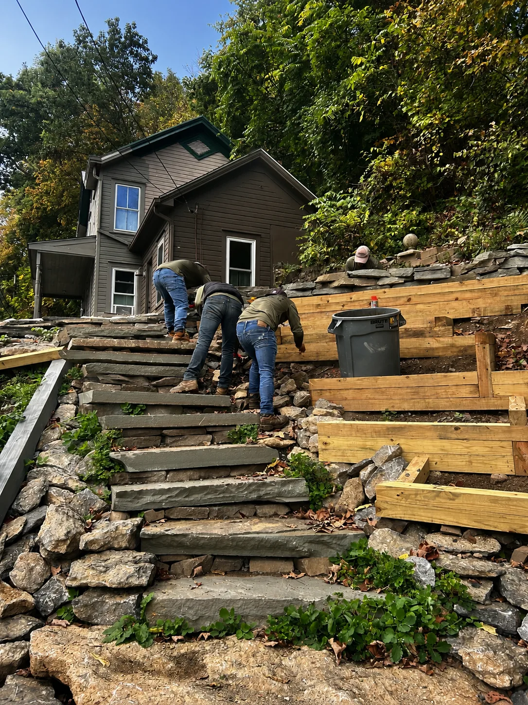 Before retaining wall and landscape renovation project