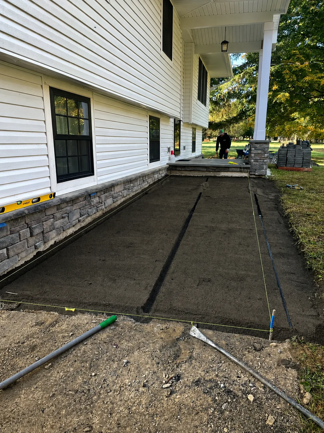 Paver patio before installation in Kingston NY