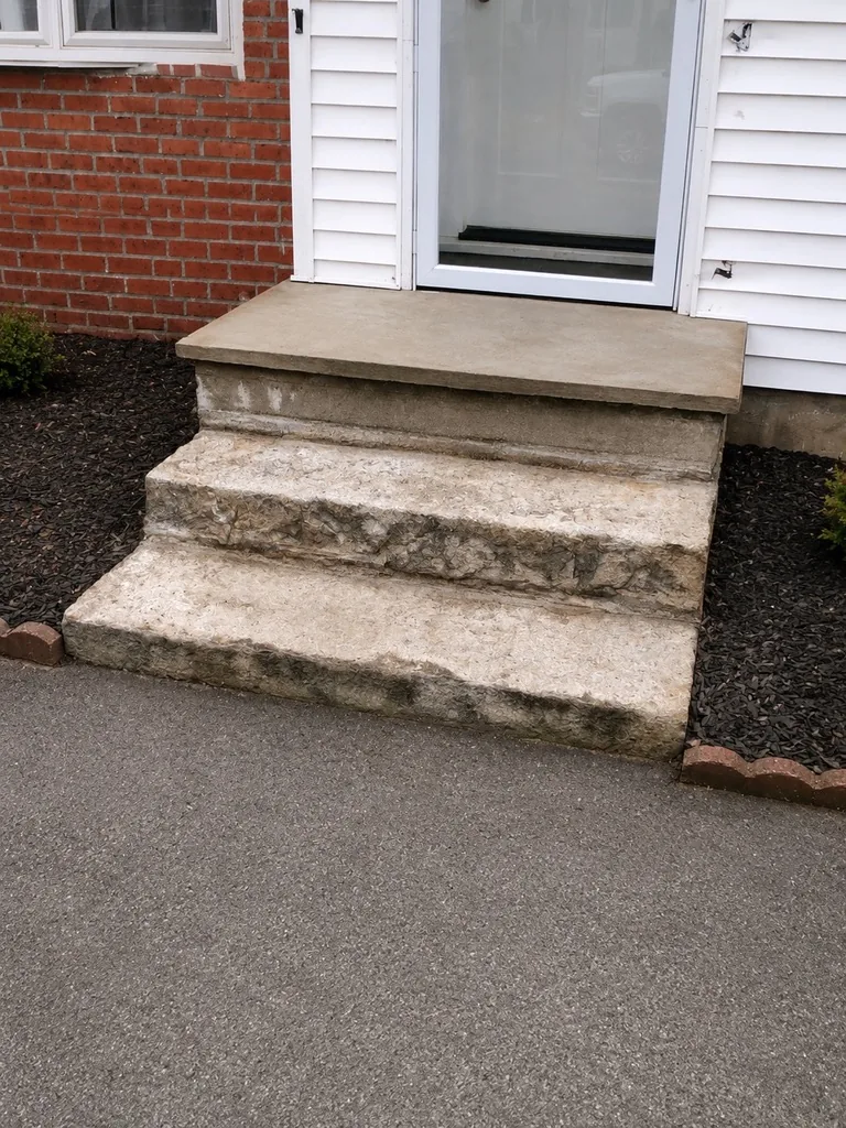 Front entrance concrete stairs before renovation in Woodstock NY